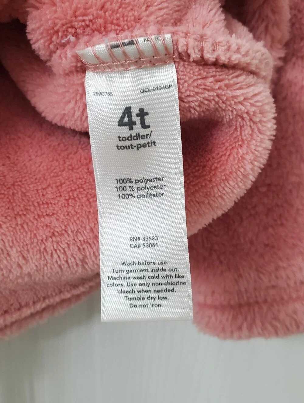 Carter's Girls Pink Rose Cozy Plush Fleece Hooded Pullover Sweater Top 4T